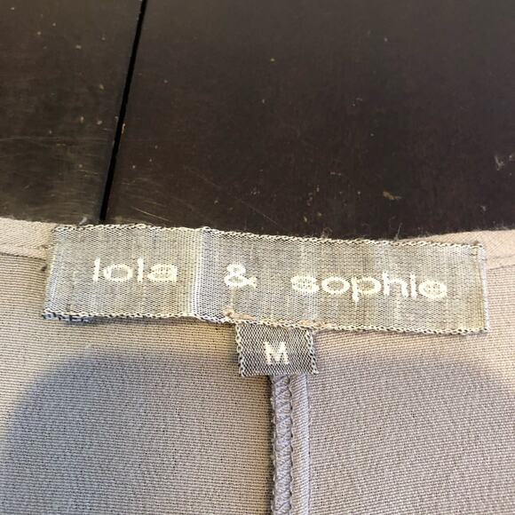 Lola & Sophie gray split hem knit sleeve v neck top size Medium - Picture 9 of 15